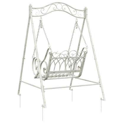 Swing Bench Steel 113 x 121.5 x 168 cm Antique White