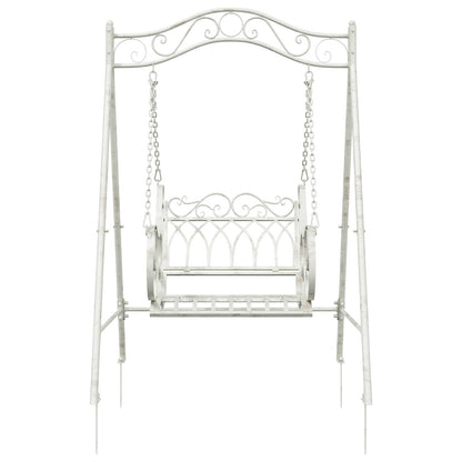 Swing Bench Steel 113 x 121.5 x 168 cm Antique White