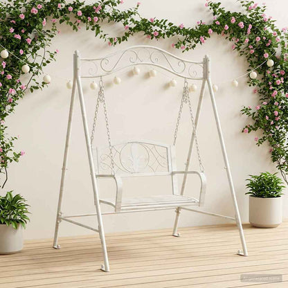 Swing Bench Steel 113 x 121.5 x 168 cm Antique White