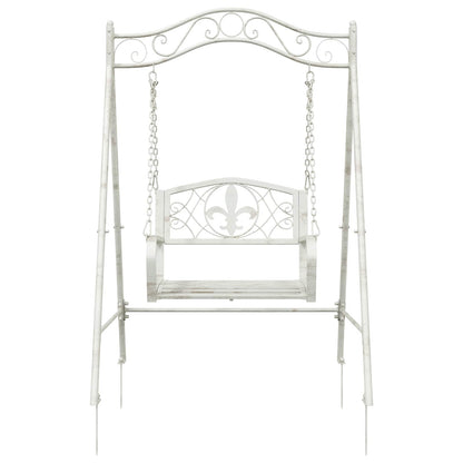 Swing Bench Steel 113 x 121.5 x 168 cm Antique White