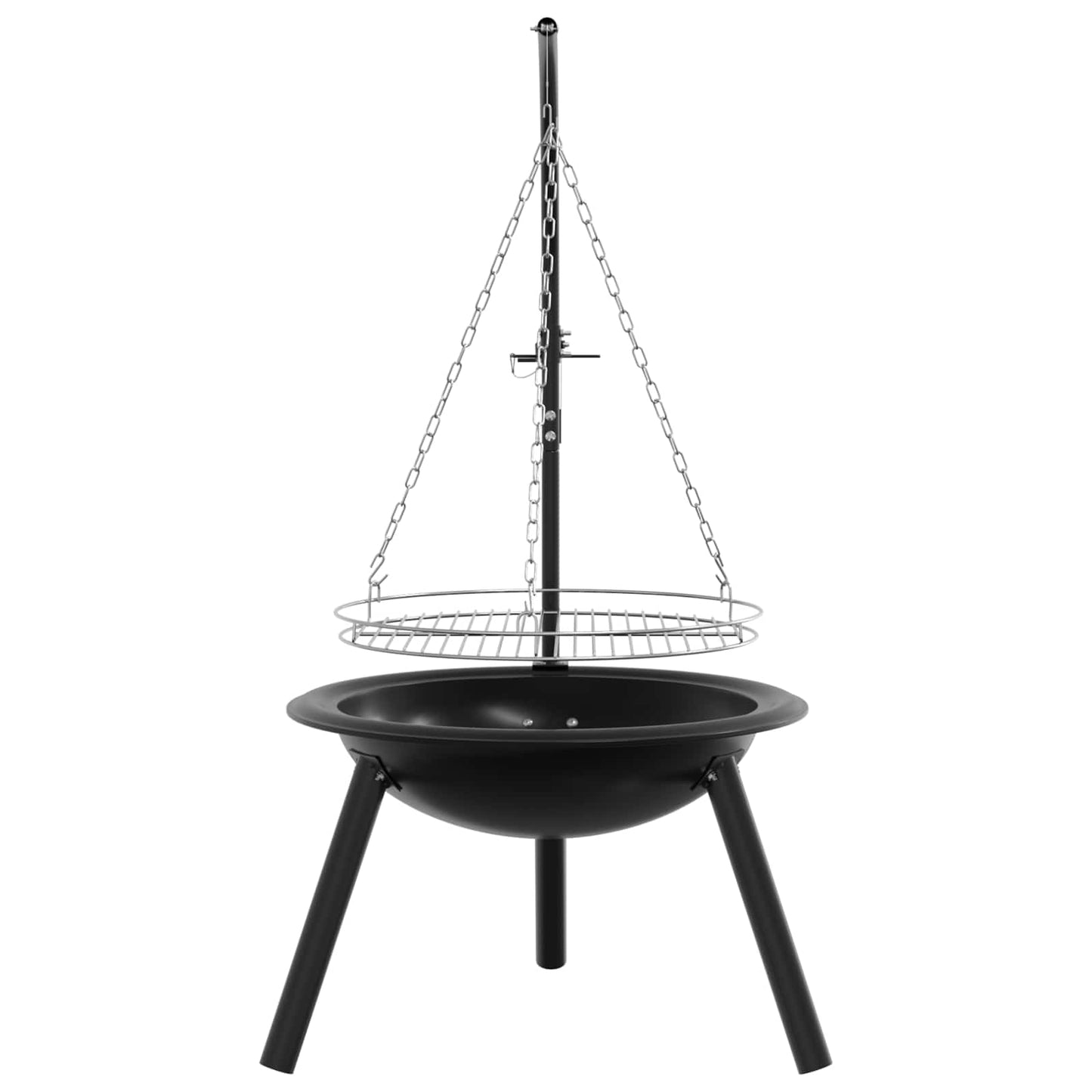 Fire Pit with Adjustable Grill Grate ⌀55.5 x 107.5 cm Steel