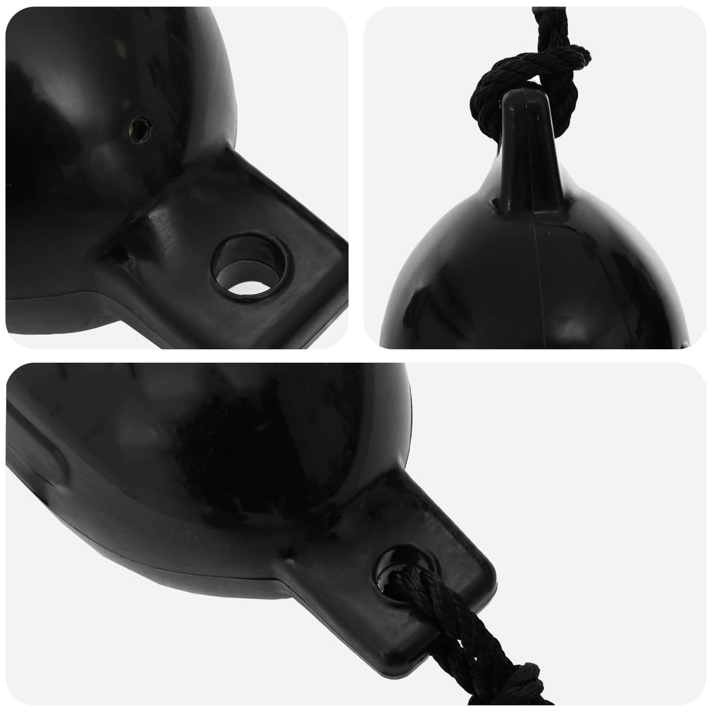 Boat Fenders 2 pcs Ø 14 x 50 cm Black PVC