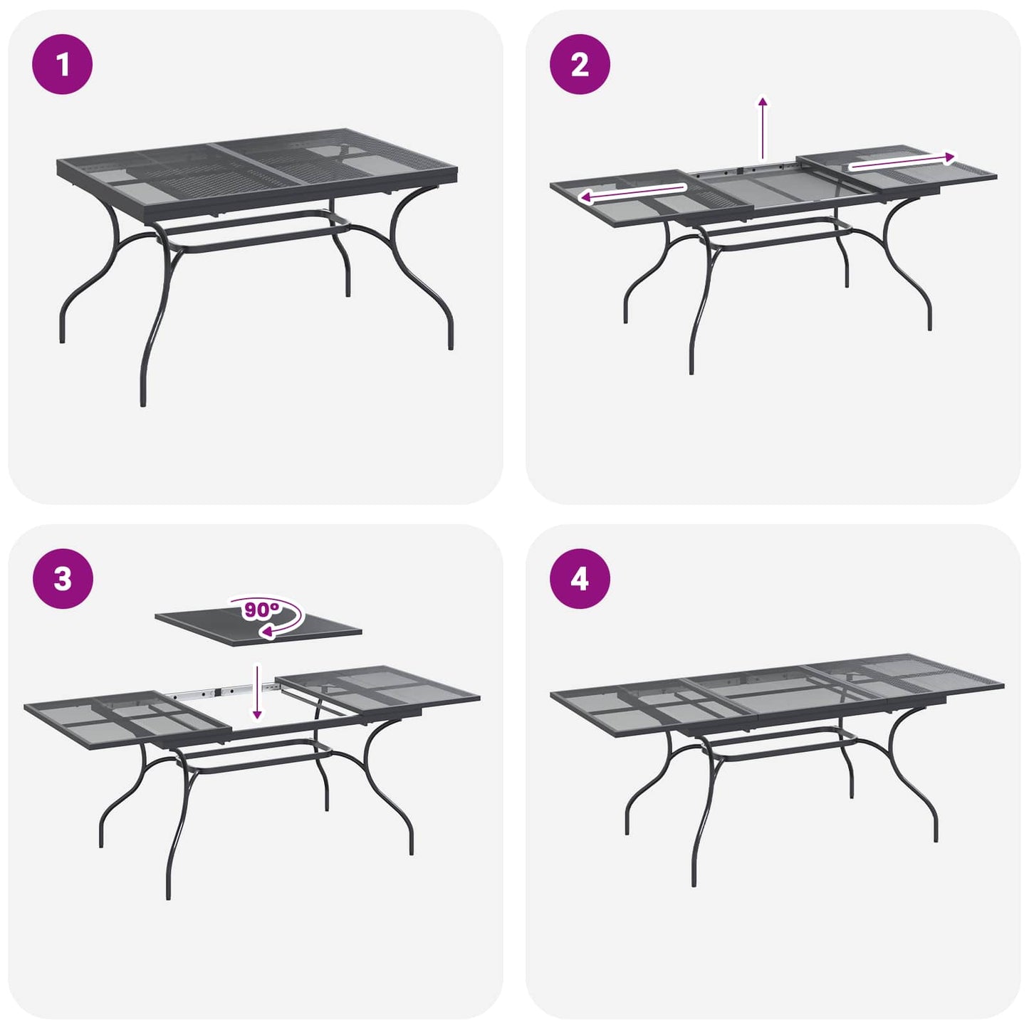 Extendable Mesh Dining Table Anthracite 212 x 90 x 76 cm Steel