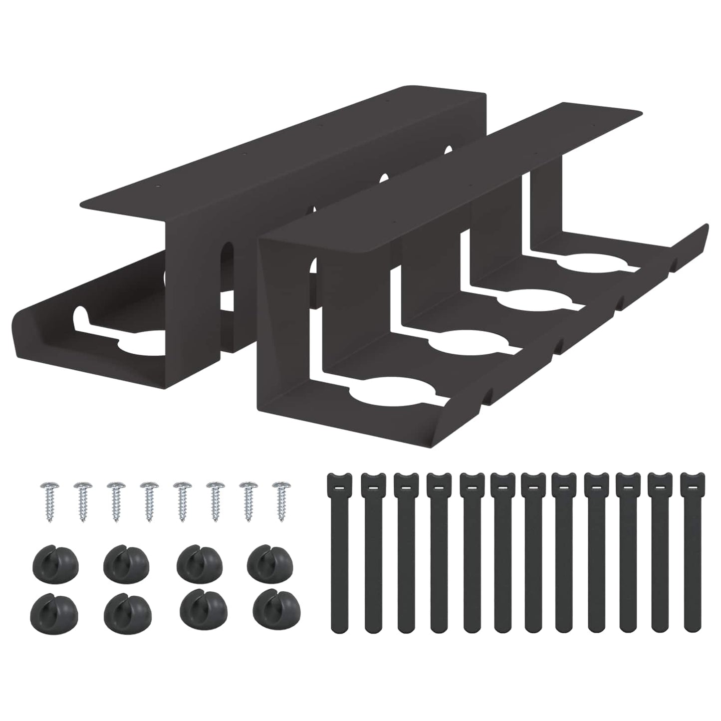 Under Desk Cable Management Tray 2 pcs Black 43 x 12 x 10 cm