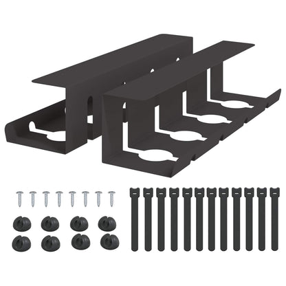 Under Desk Cable Management Tray 2 pcs Black 43 x 12 x 10 cm