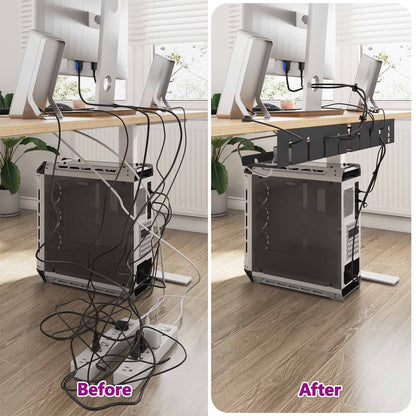 Under Desk Cable Management Tray 2 pcs Black 43 x 12 x 10 cm