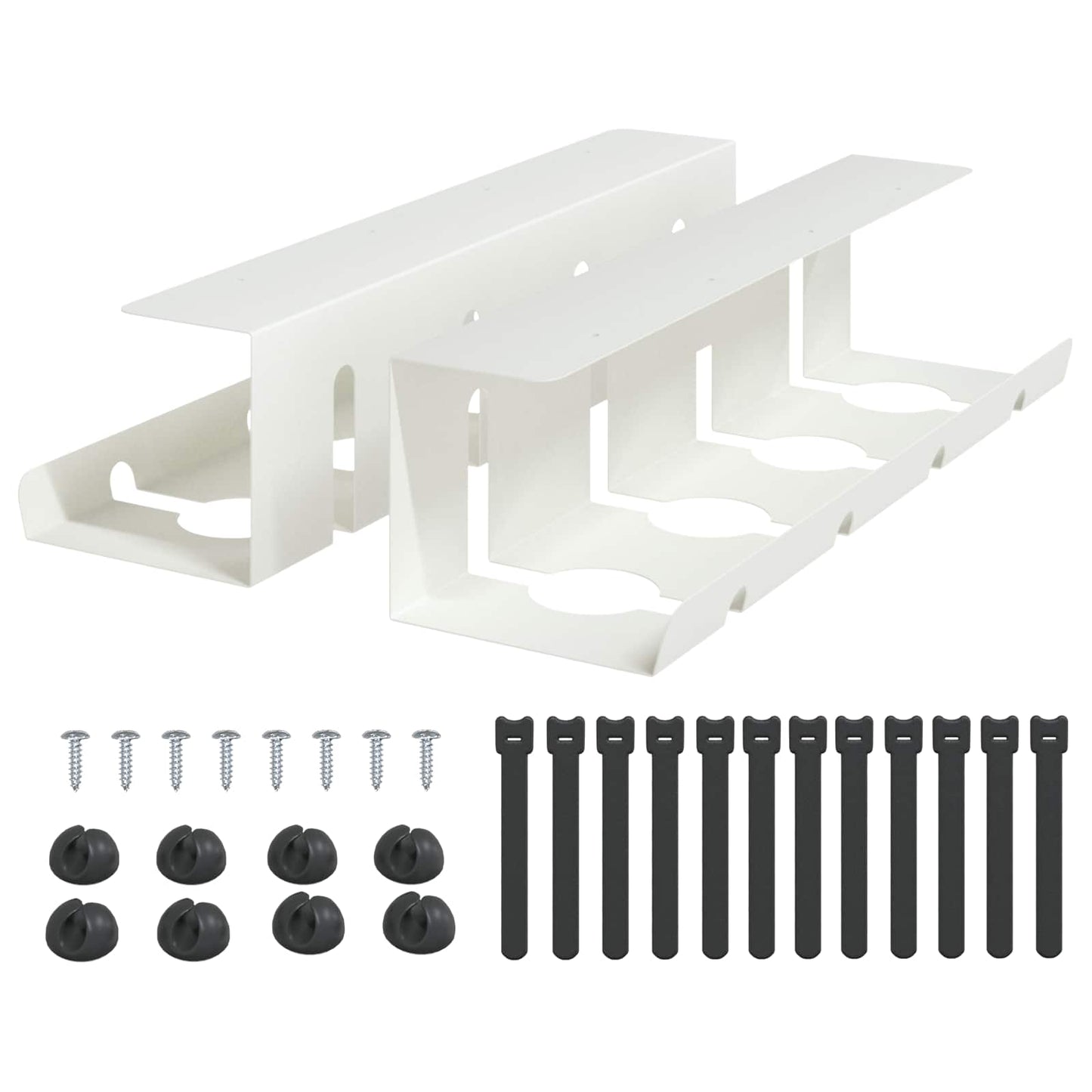 Under Desk Cable Management Tray 2 pcs White 43 x 12 x 10 cm