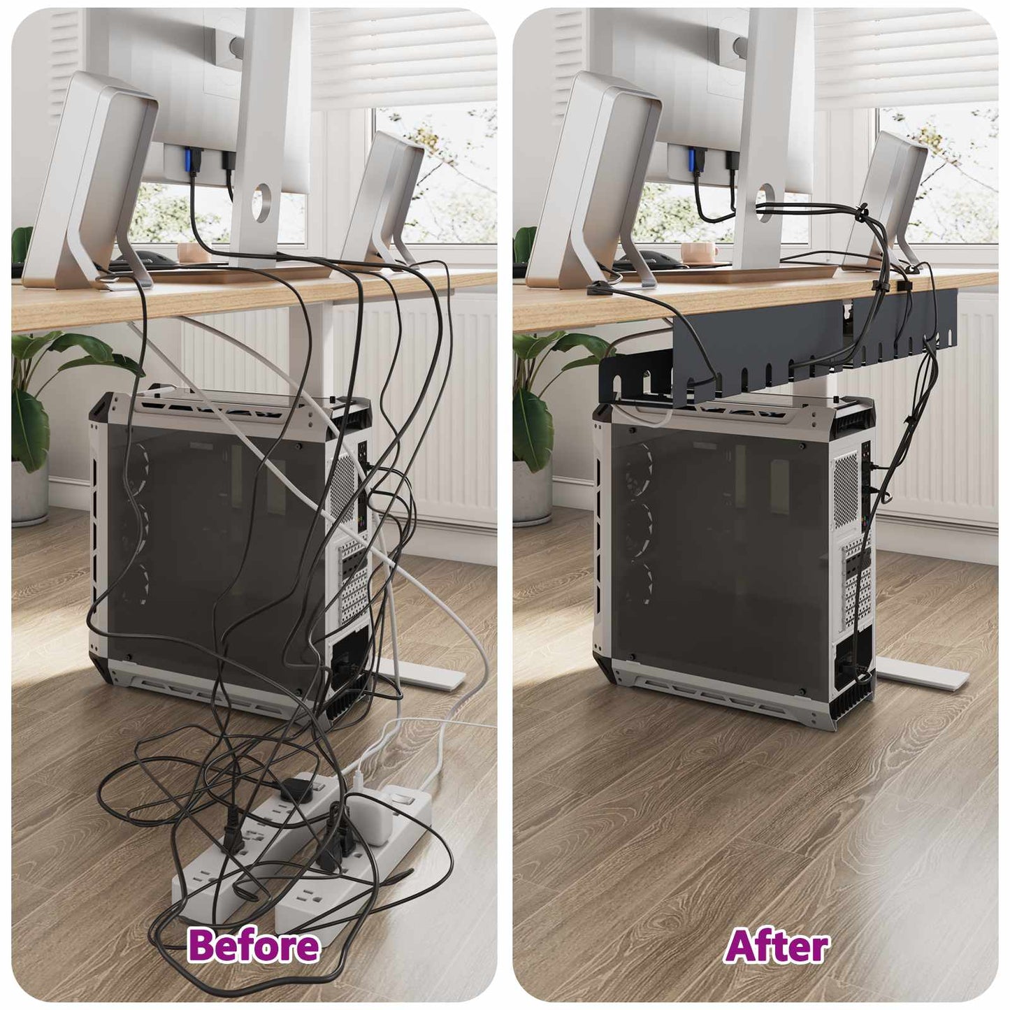 Under Desk Cable Management Tray 2 pcs Anthracite