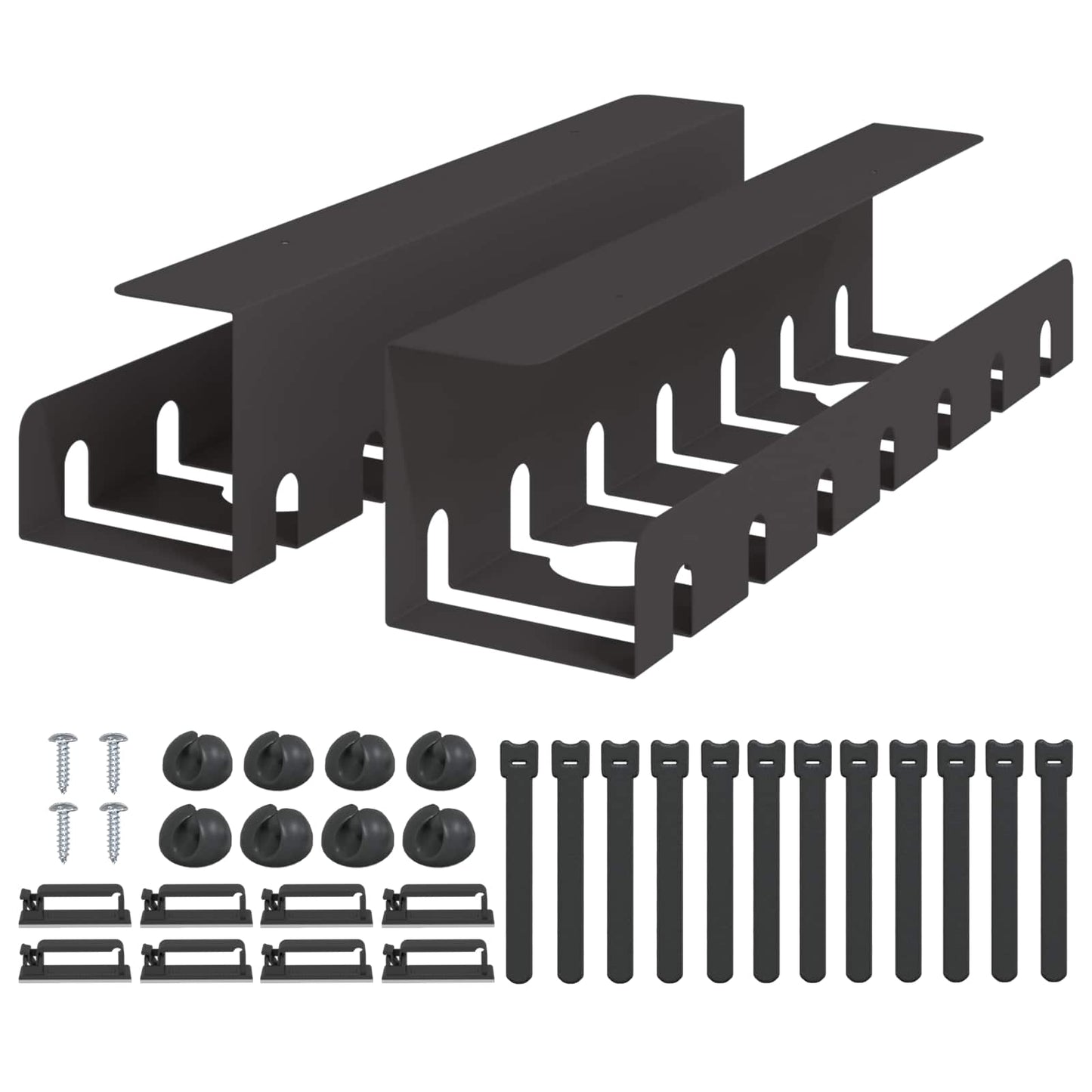 Under Desk Cable Management Tray 2 pcs Black 43 x 10 x 10 cm