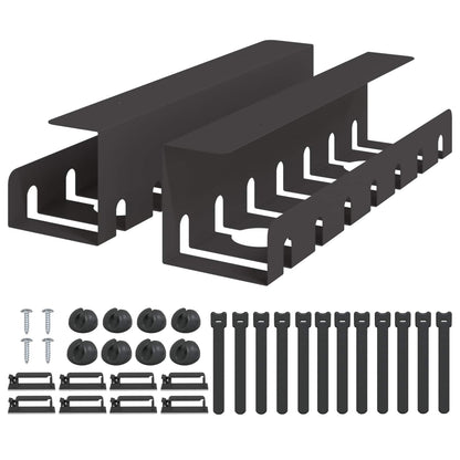 Under Desk Cable Management Tray 2 pcs Black 43 x 10 x 10 cm