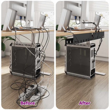 Under Desk Cable Management Tray 2 pcs Black 43 x 10 x 10 cm