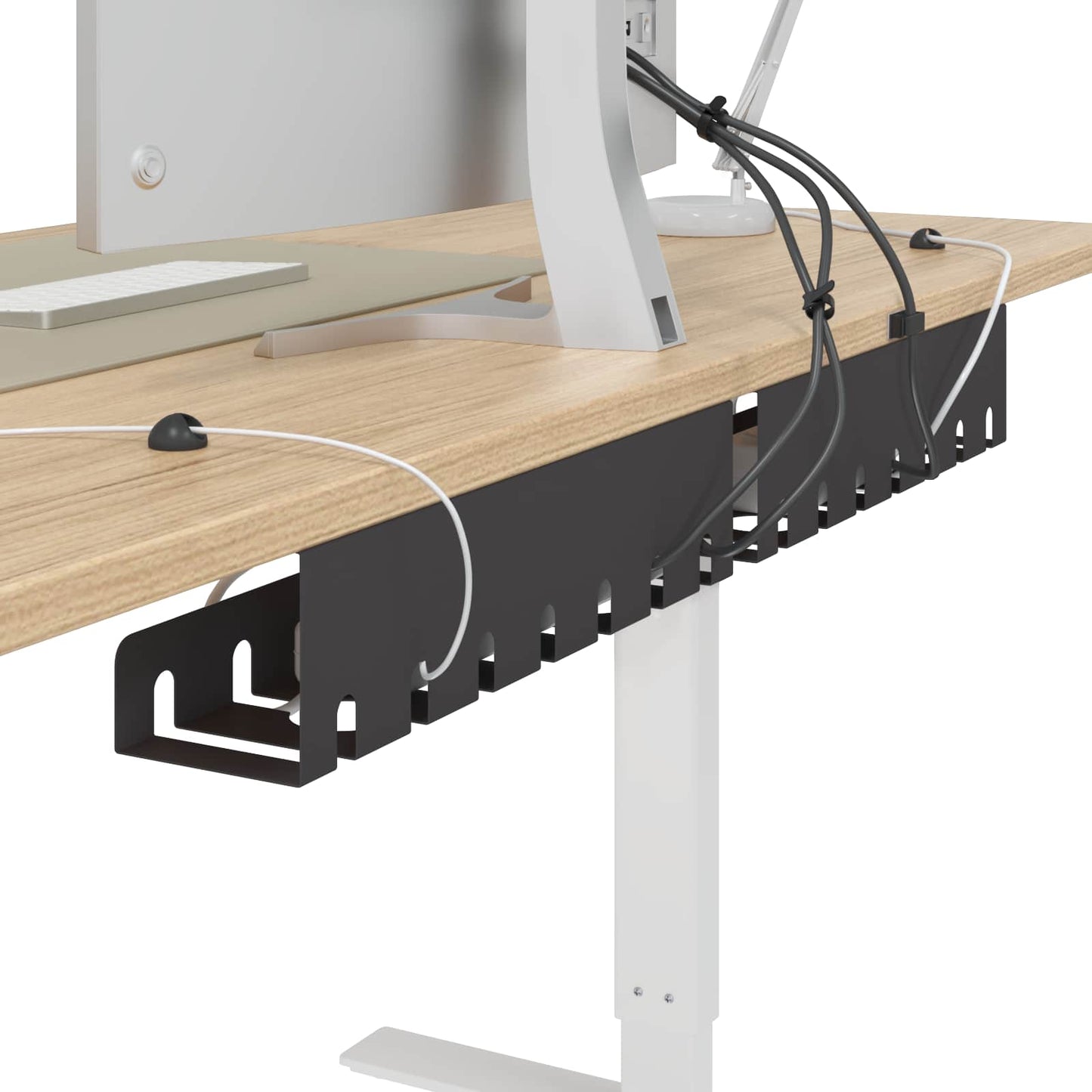 Under Desk Cable Management Tray 2 pcs Black 43 x 10 x 10 cm