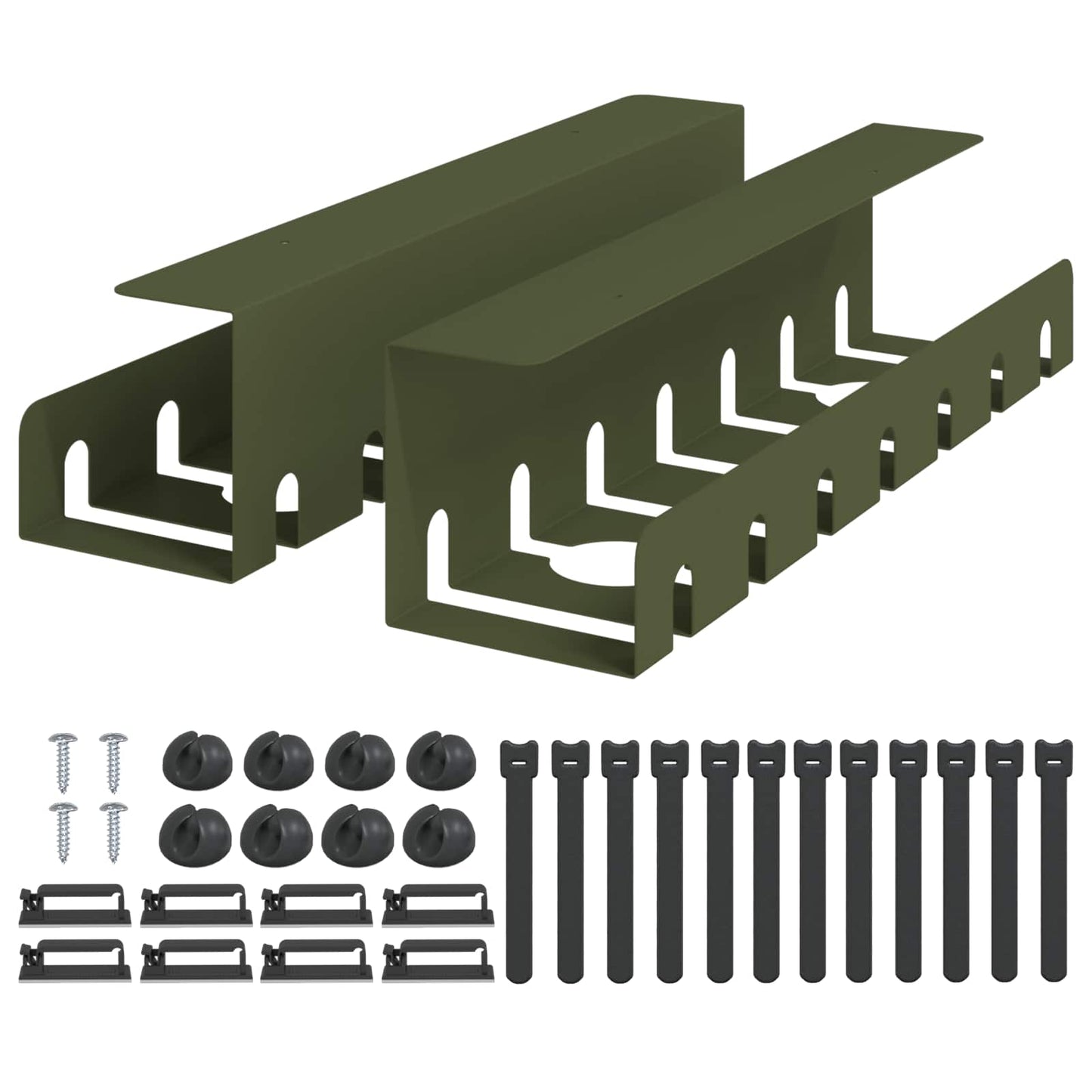 Under Desk Cable Management Tray 2 pcs Olive Green