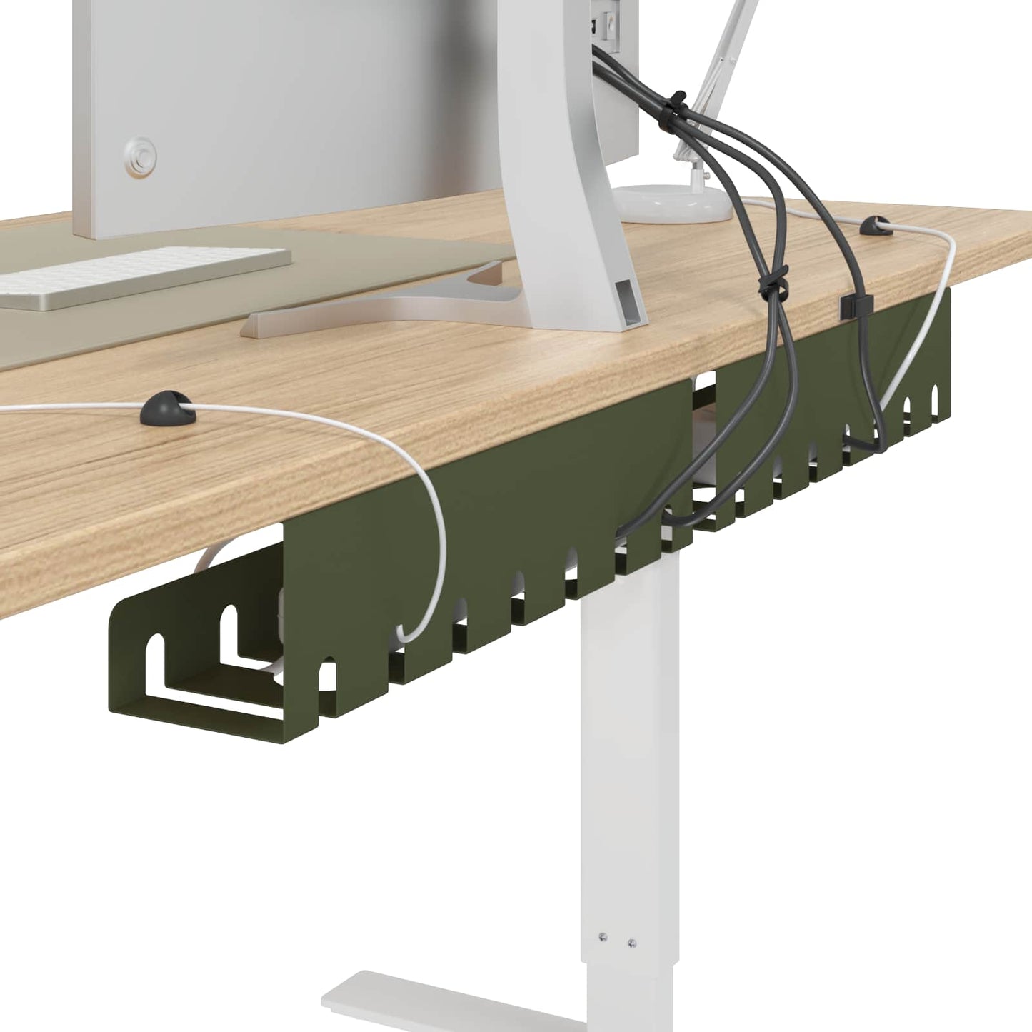 Under Desk Cable Management Tray 2 pcs Olive Green