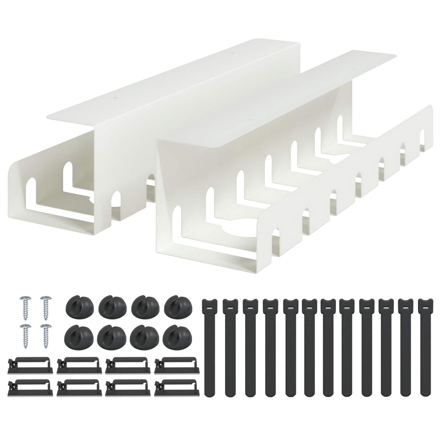 Under Desk Cable Management Tray 2 pcs White 43 x 10 x 10 cm