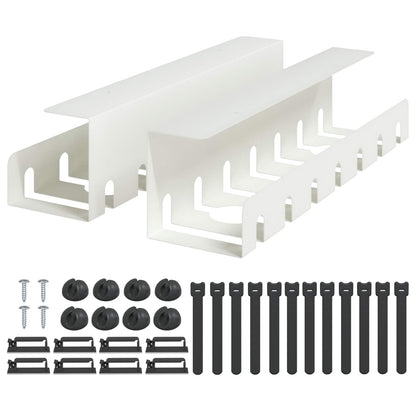 Under Desk Cable Management Tray 2 pcs White 43 x 10 x 10 cm