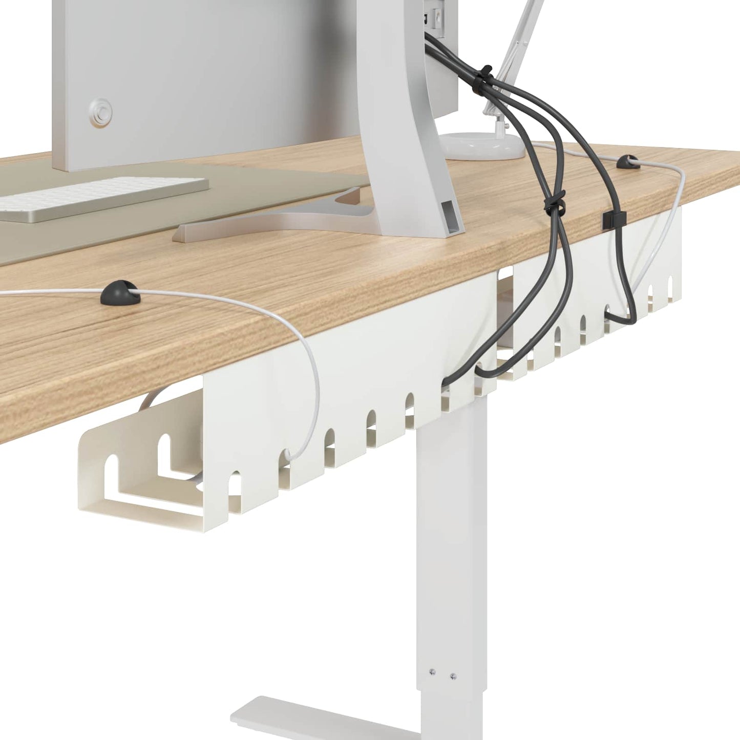 Under Desk Cable Management Tray 2 pcs White 43 x 10 x 10 cm