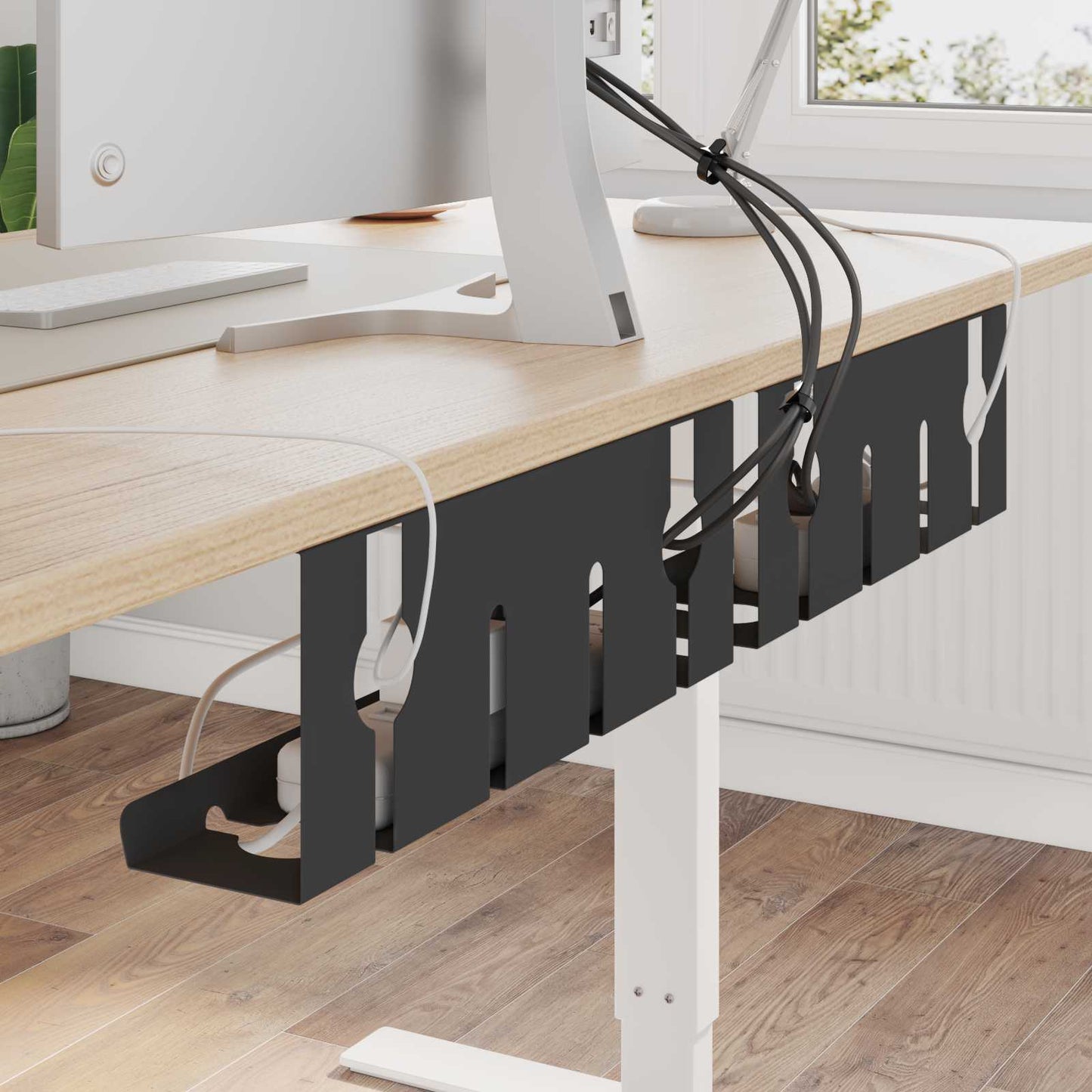 Under Desk Cable Management Tray 2 pcs Black 43 x 10 x 15 cm