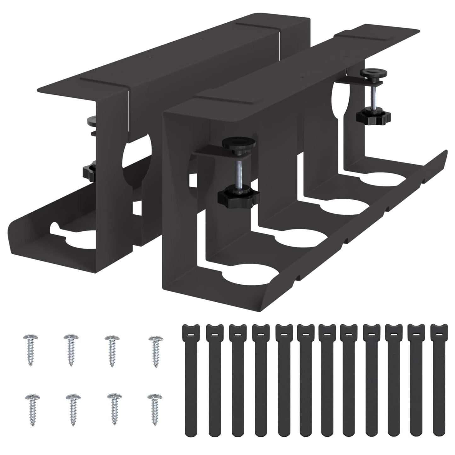 Under Desk Cable Management Tray 2 pcs Black 43 x 10 x 15 cm