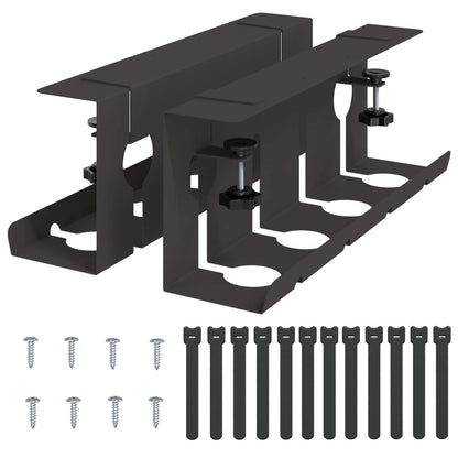 Under Desk Cable Management Tray 2 pcs Black 43 x 10 x 15 cm