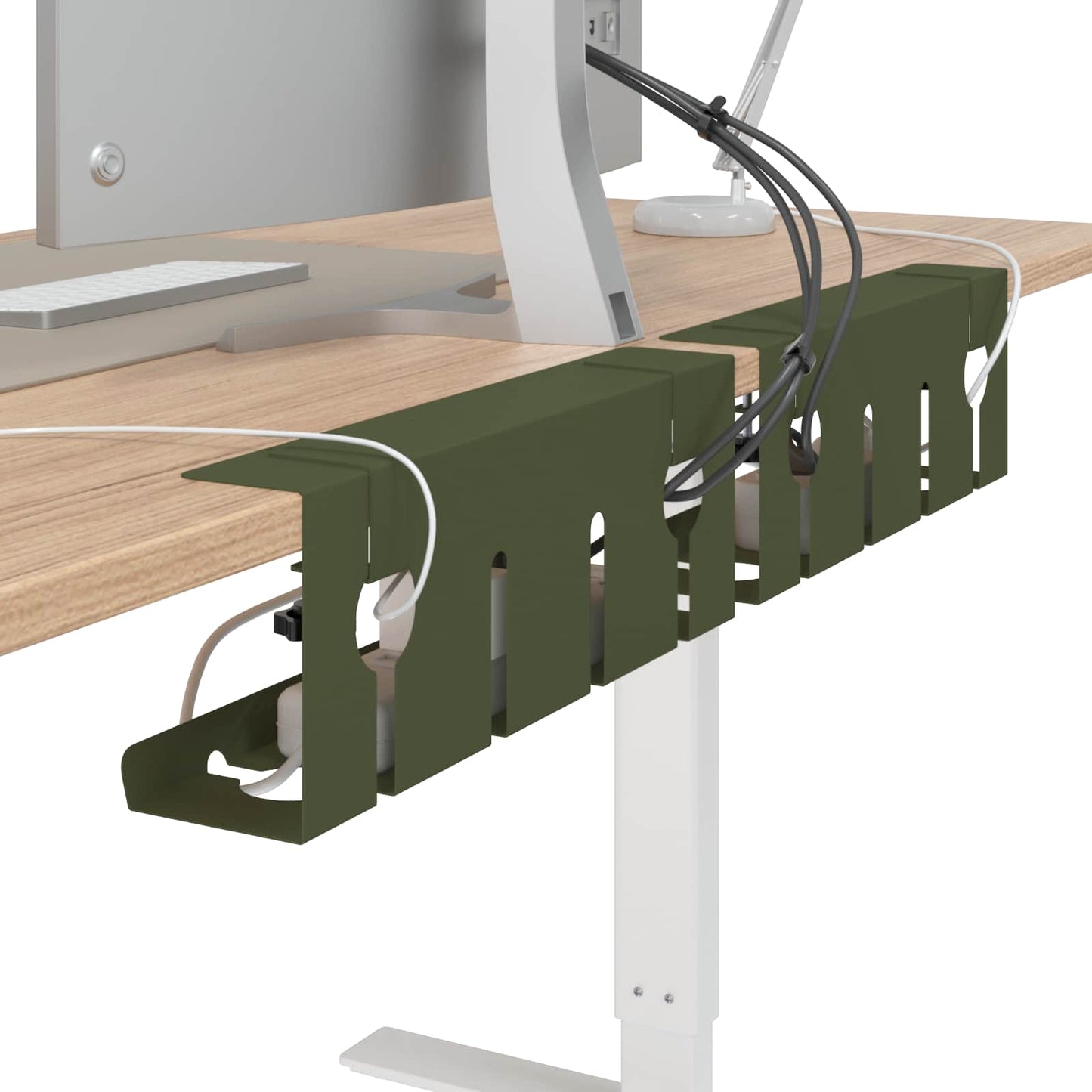 Under Desk Cable Management Tray 2 pcs Olive Green