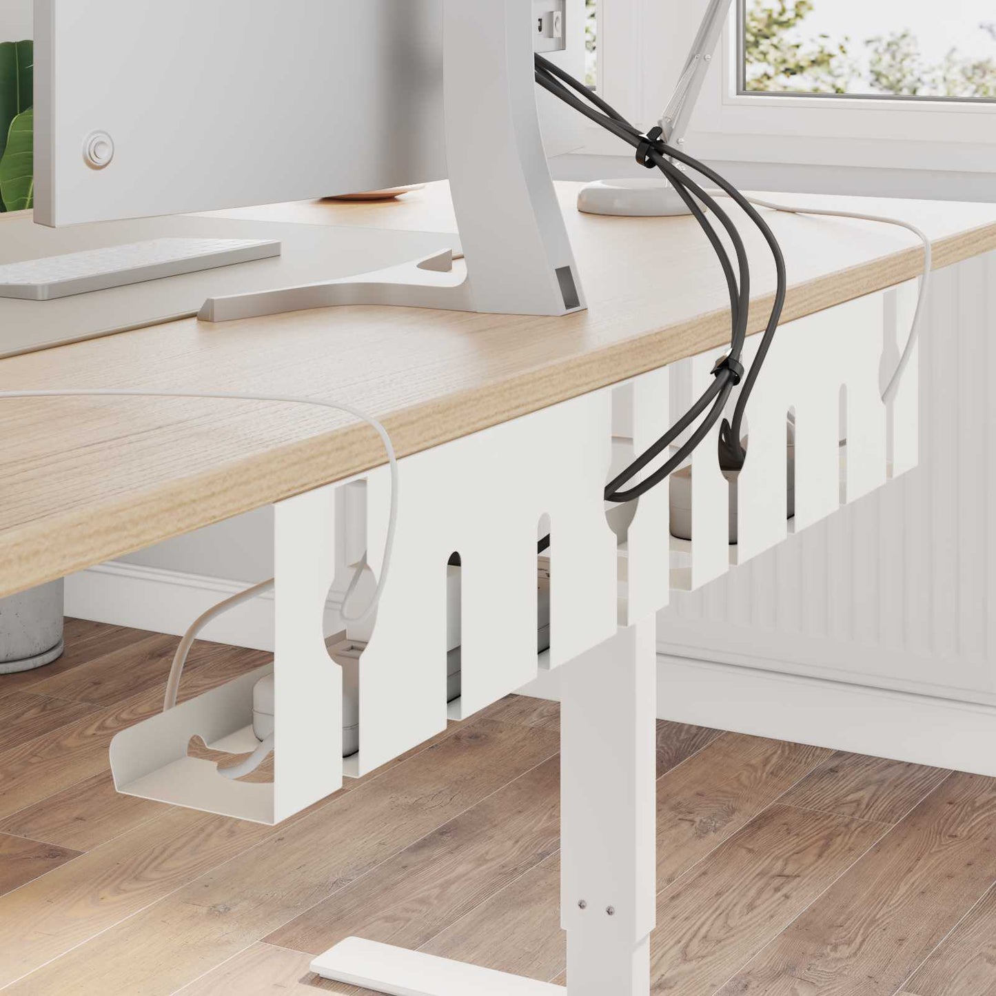 Under Desk Cable Management Tray 2 pcs White 43 x 10 x 15 cm
