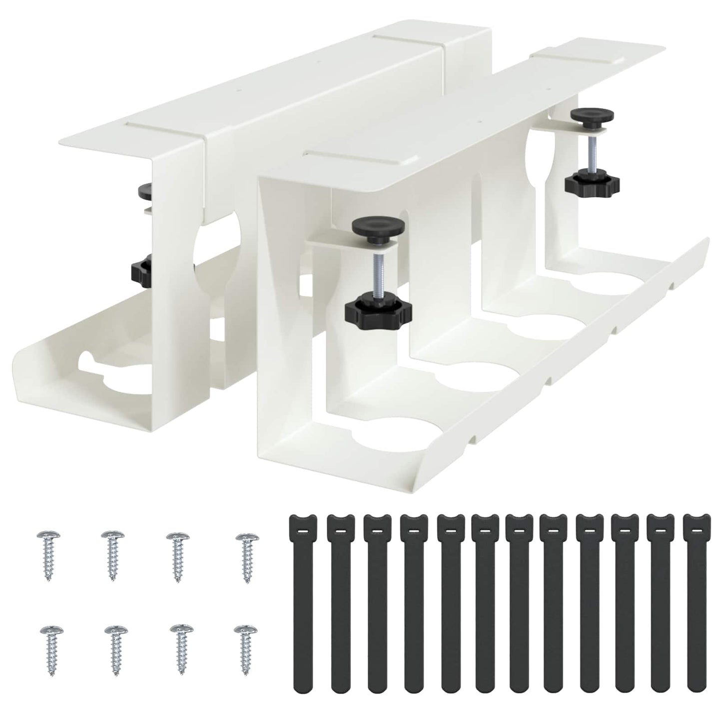 Under Desk Cable Management Tray 2 pcs White 43 x 10 x 15 cm