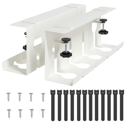 Under Desk Cable Management Tray 2 pcs White 43 x 10 x 15 cm