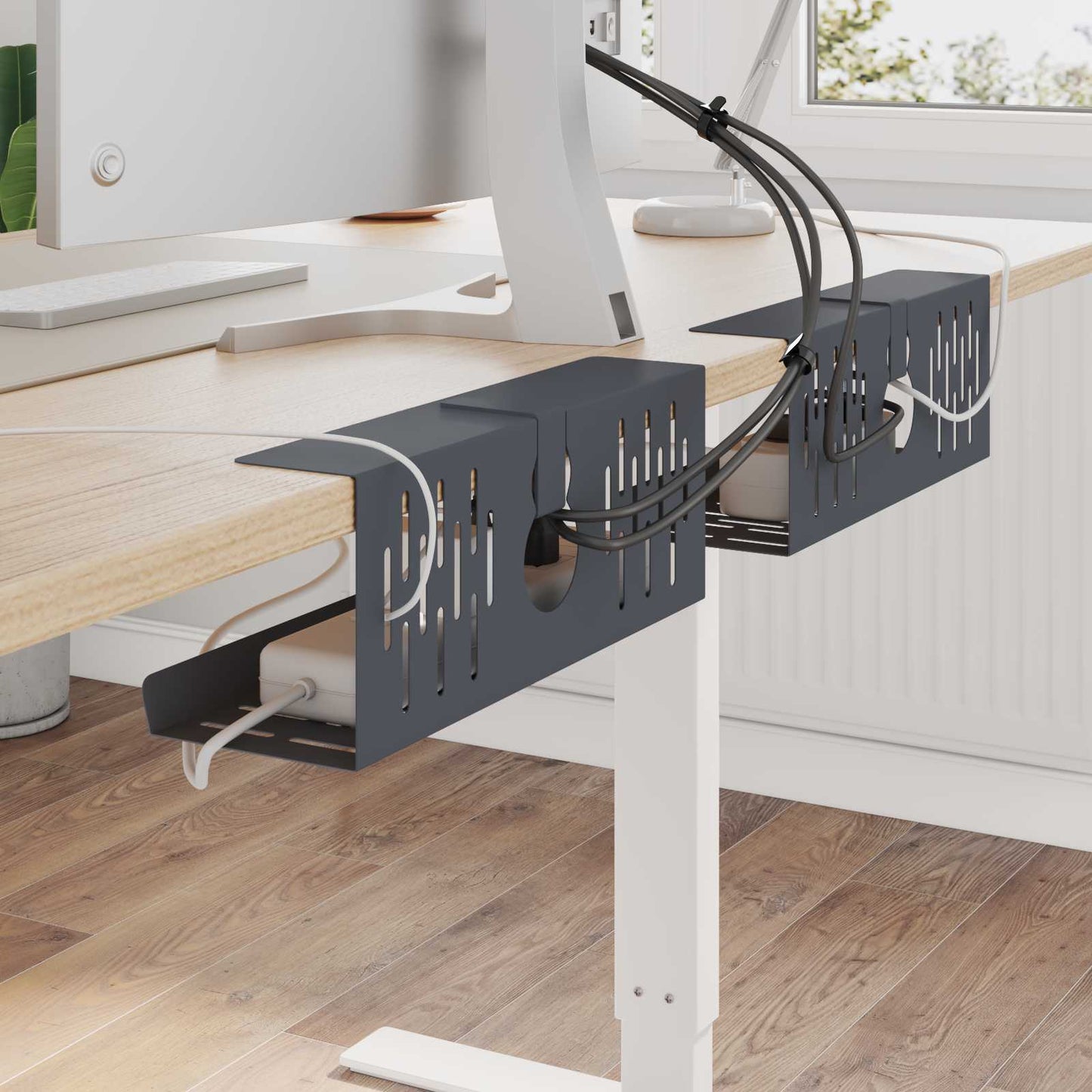 Under Desk Cable Management Tray 2 pcs Anthracite