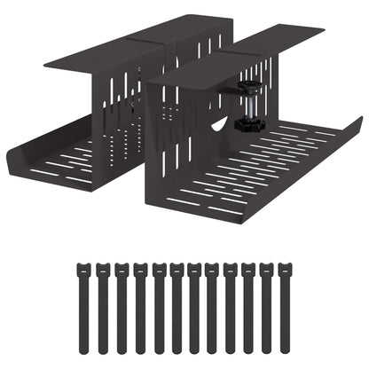 Under Desk Cable Management Tray 2 pcs Black 35 x 12 x 13 cm
