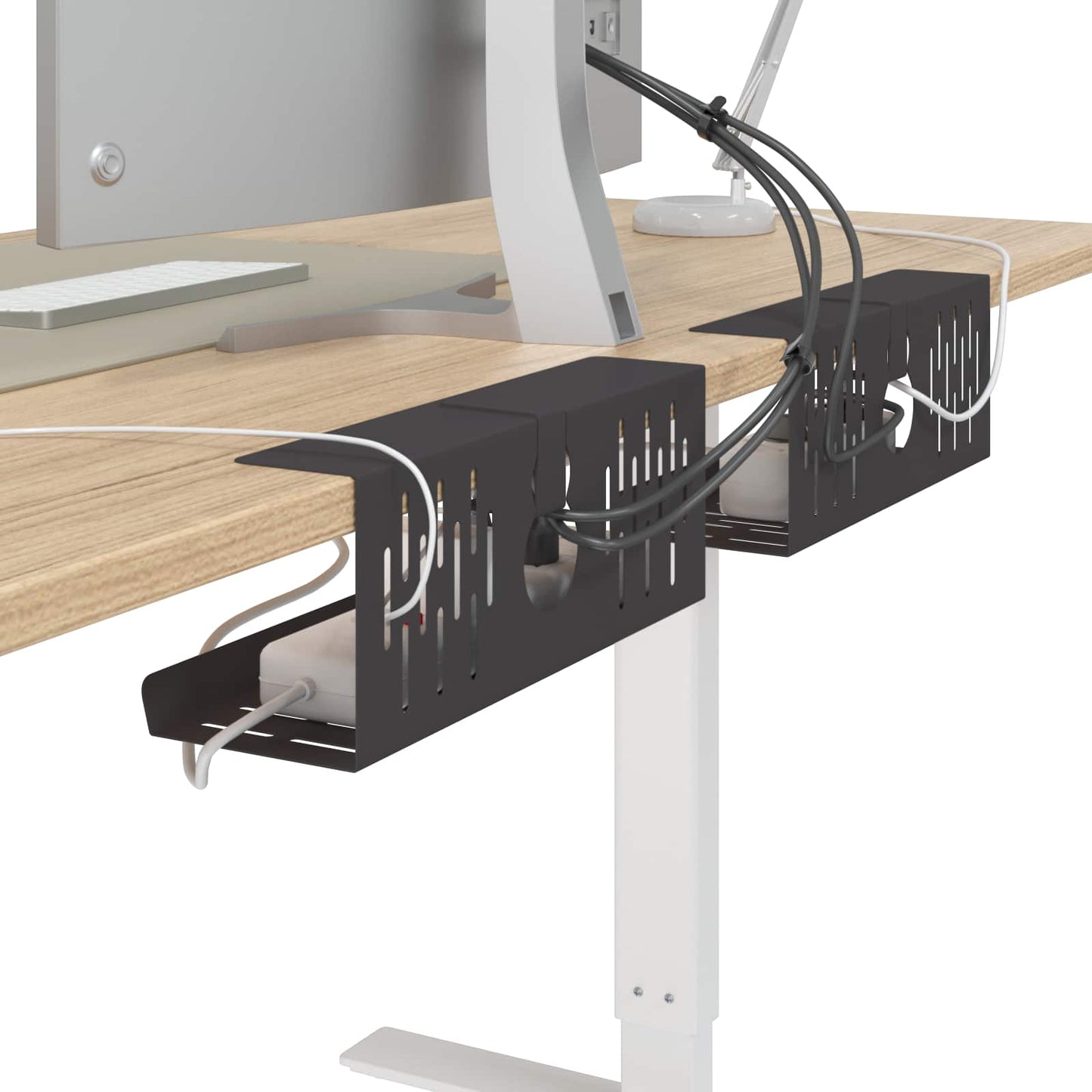 Under Desk Cable Management Tray 2 pcs Black 35 x 12 x 13 cm