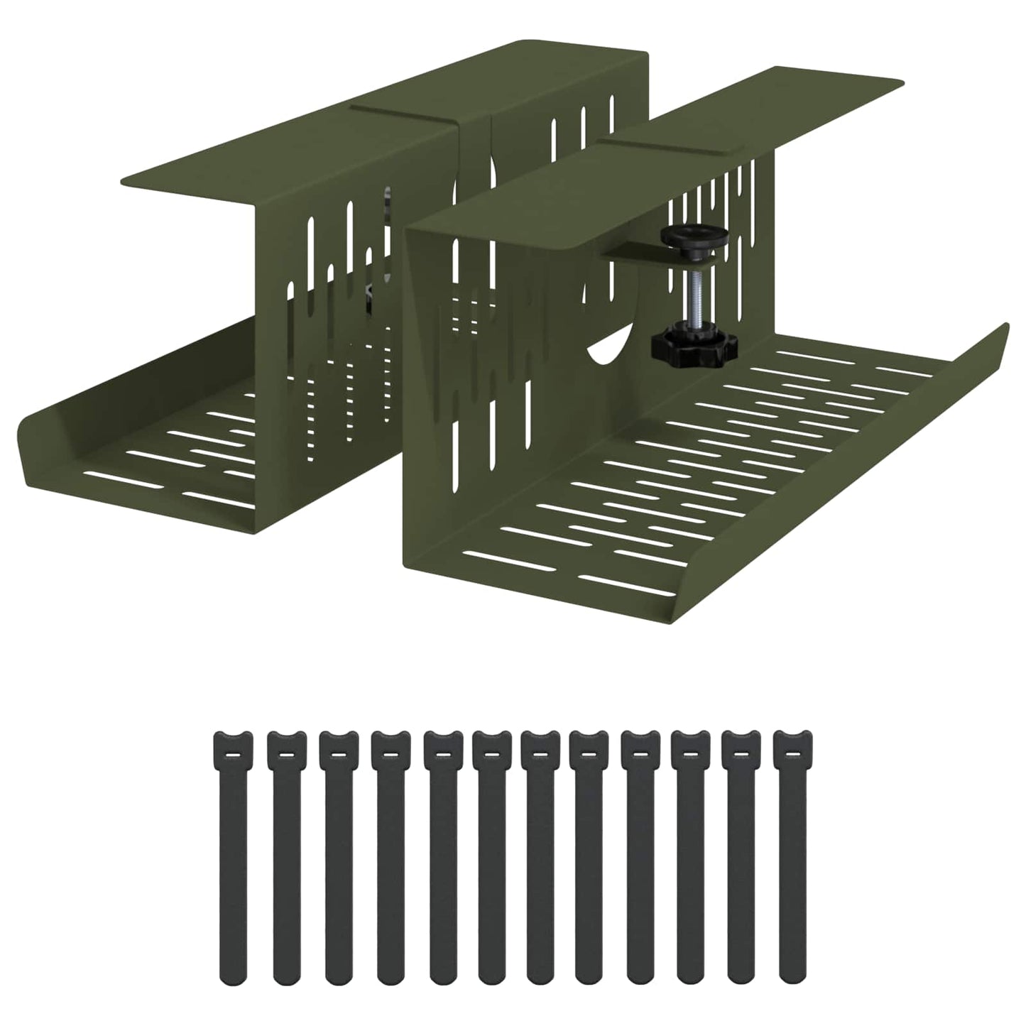 Under Desk Cable Management Tray 2 pcs Olive Green