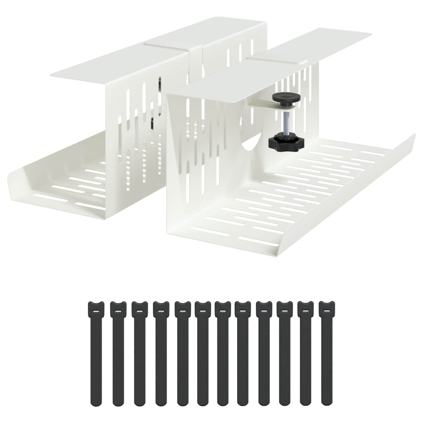 Under Desk Cable Management Tray 2 pcs White 35 x 12 x 13 cm