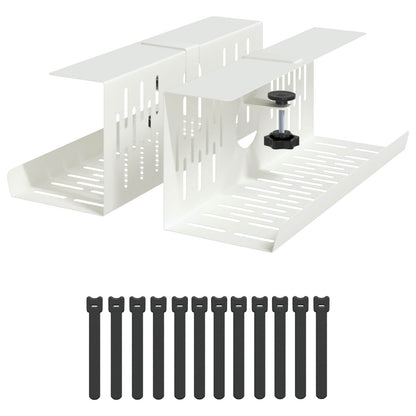 Under Desk Cable Management Tray 2 pcs White 35 x 12 x 13 cm