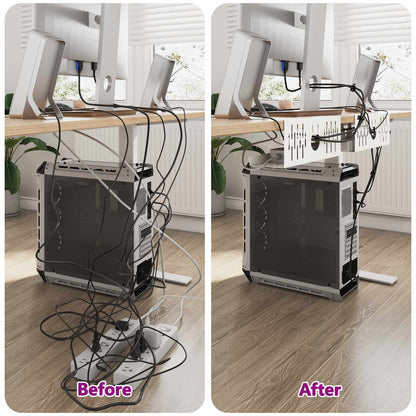 Under Desk Cable Management Tray 2 pcs White 35 x 12 x 13 cm