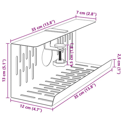 Under Desk Cable Management Tray 2 pcs White 35 x 12 x 13 cm