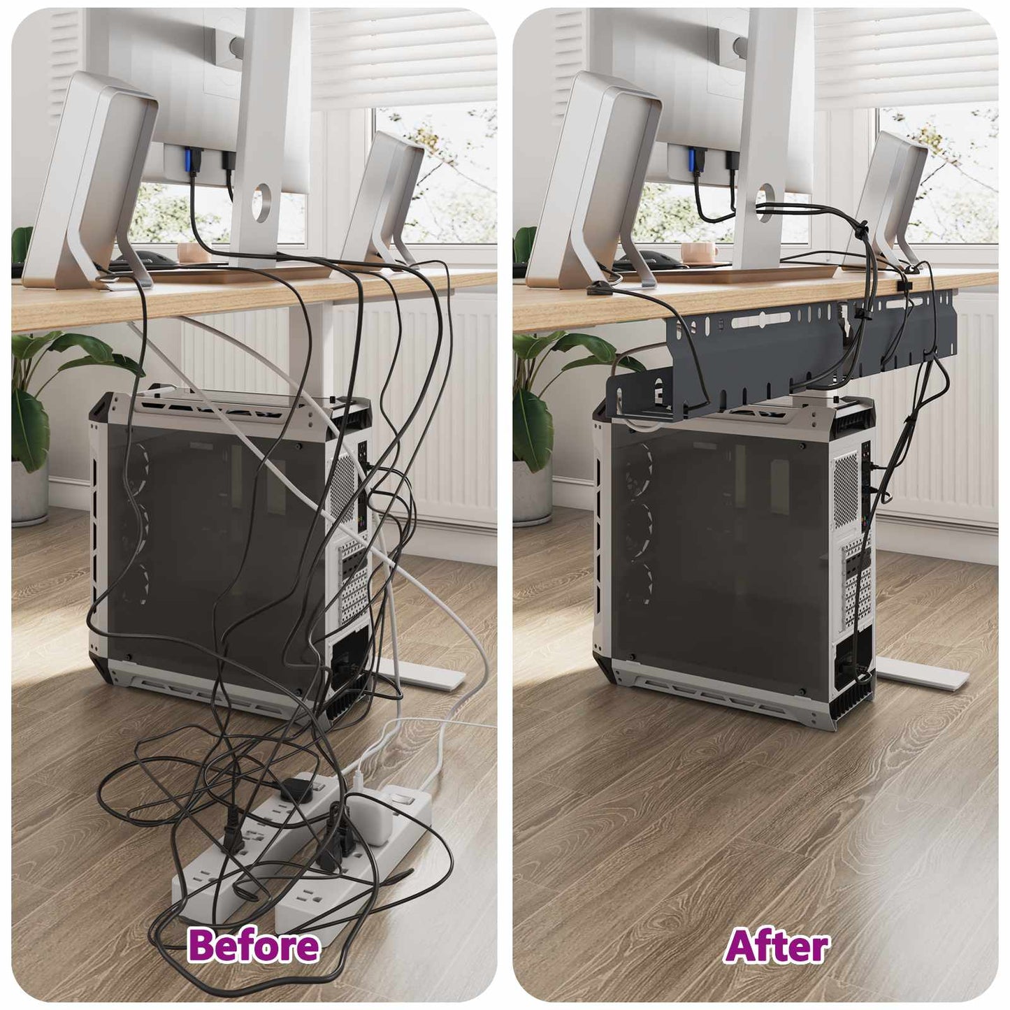 Under Desk Cable Management Tray 2 pcs Anthracite