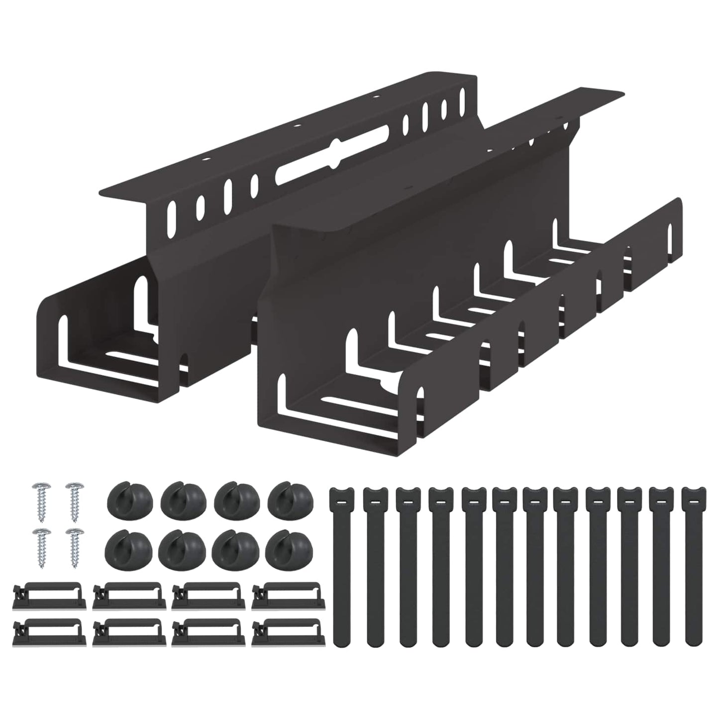 Under Desk Cable Management Tray 2 pcs Black 43 x 9 x 11.5 cm