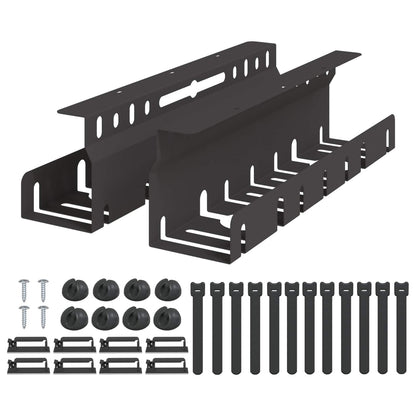 Under Desk Cable Management Tray 2 pcs Black 43 x 9 x 11.5 cm
