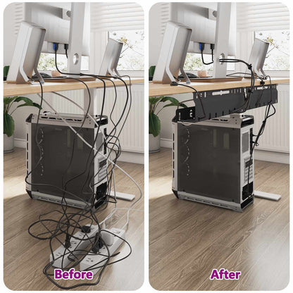 Under Desk Cable Management Tray 2 pcs Black 43 x 9 x 11.5 cm
