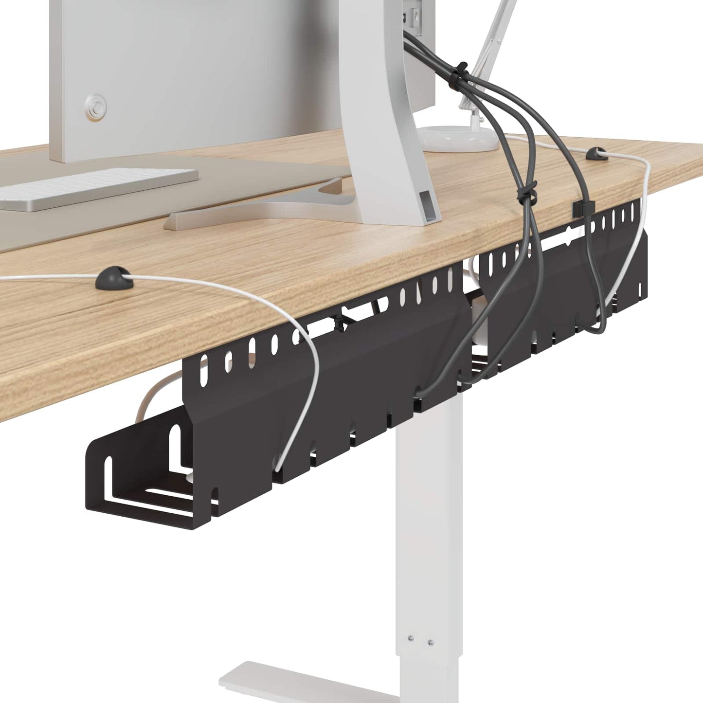 Under Desk Cable Management Tray 2 pcs Black 43 x 9 x 11.5 cm