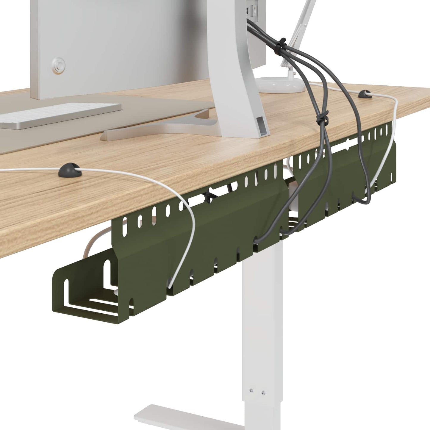 Under Desk Cable Management Tray 2 pcs Olive Green