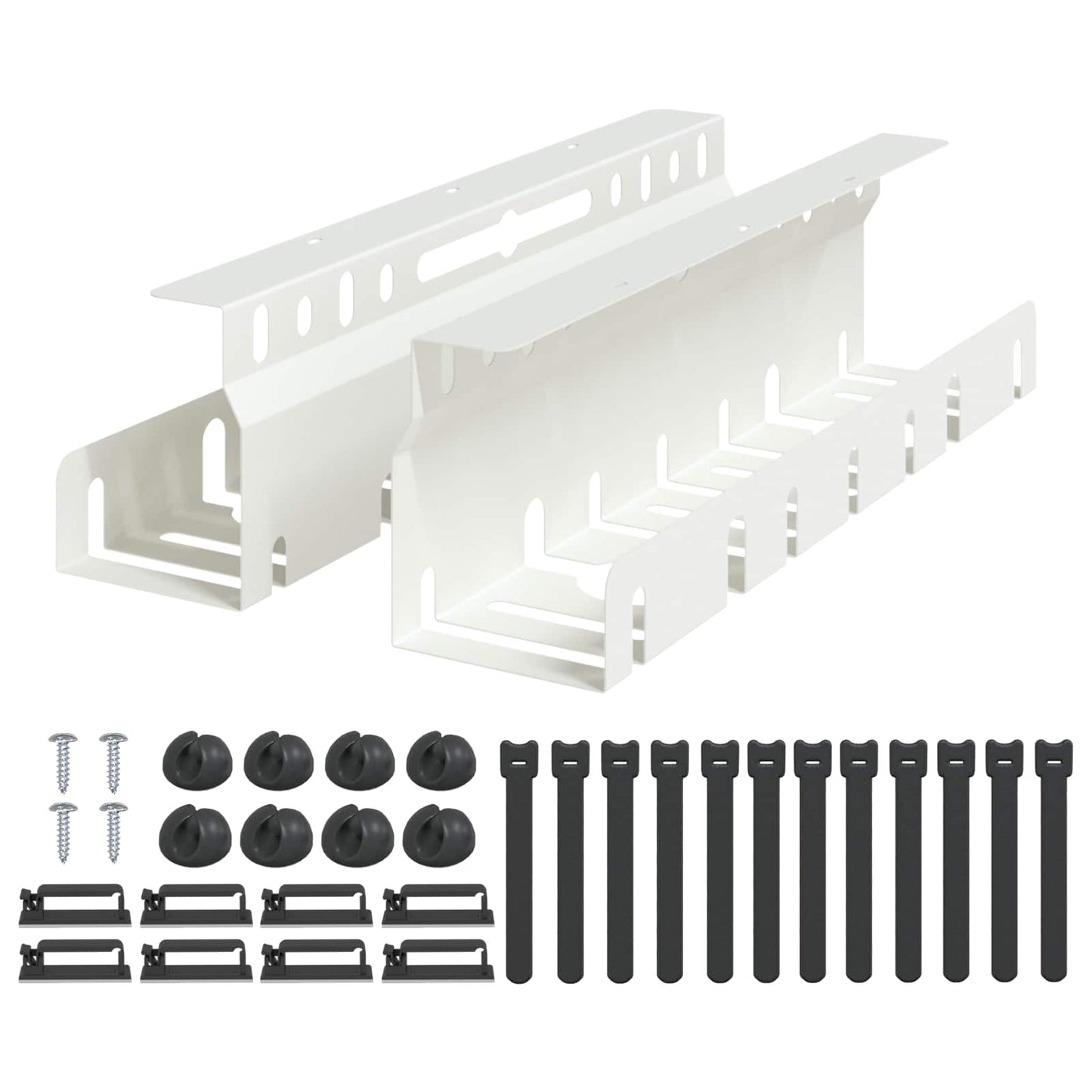 Under Desk Cable Management Tray 2 pcs White 43 x 9 x 11.5 cm