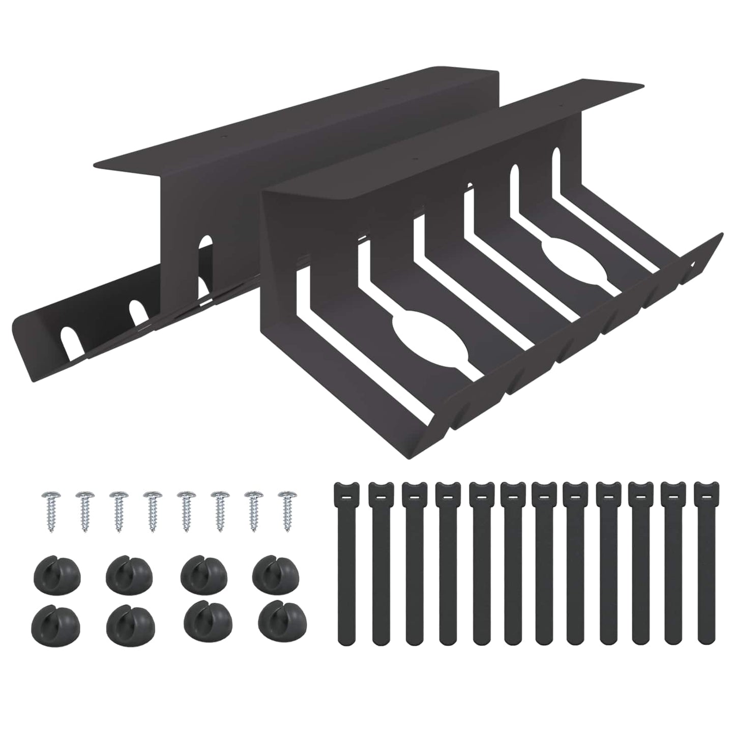 Under Desk Cable Management Tray 2 pcs Black