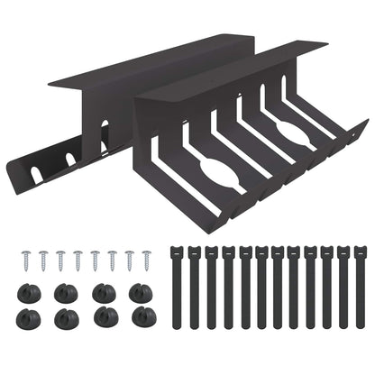 Under Desk Cable Management Tray 2 pcs Black