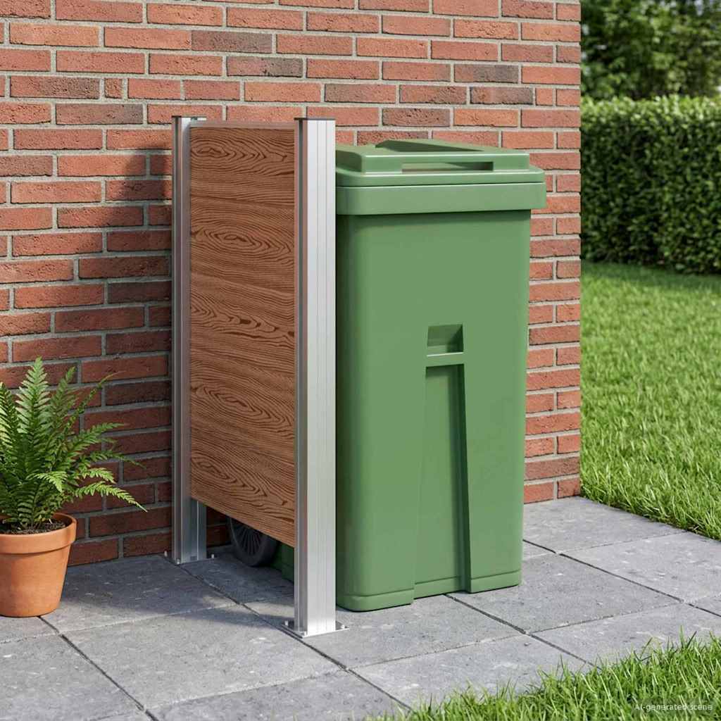 Garbage Bin Fence Brown 85 x 12 x 115 cm Aluminium and WPC
