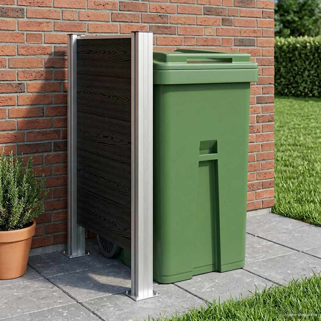 Garbage Bin Fence Grey 85 x 12 x 115 cm Aluminium and WPC