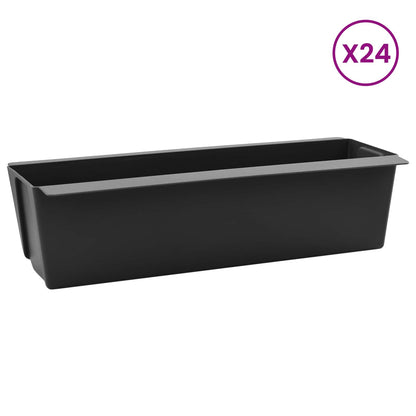 Flower Boxes for Euro Pallets 24 pcs Black 36 x 13.5 x 9.5 cm
