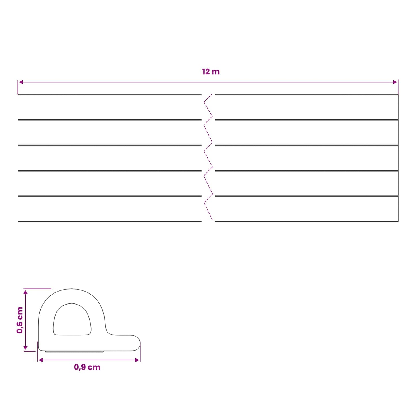 Self-Adhesive Window Seal White 9 x 6 mm 12 m EPDM Foam