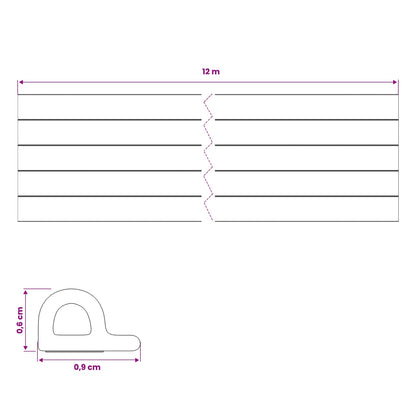 Self-Adhesive Window Seal Black 9 x 6 mm 12 m EPDM Foam